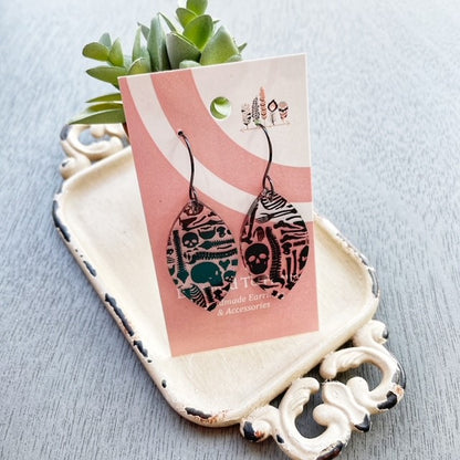 Bones Scattered Print Dangle Earrings