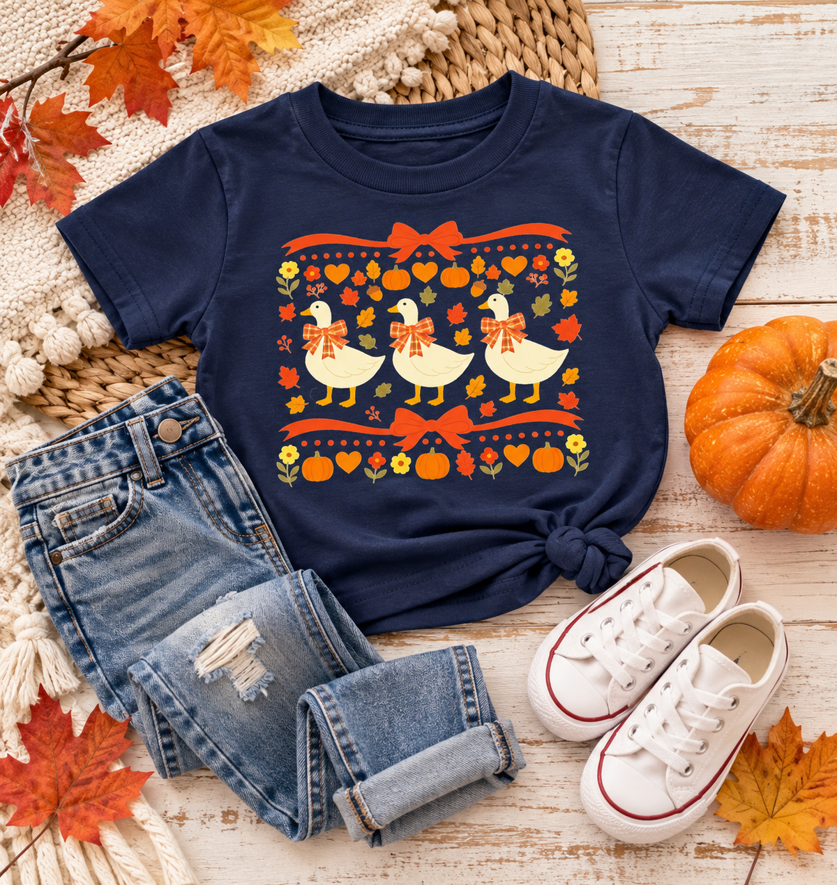 Fall Goose Youth & Toddler Tee | Pumpkin Patch Tee | Goose Lover Shirt