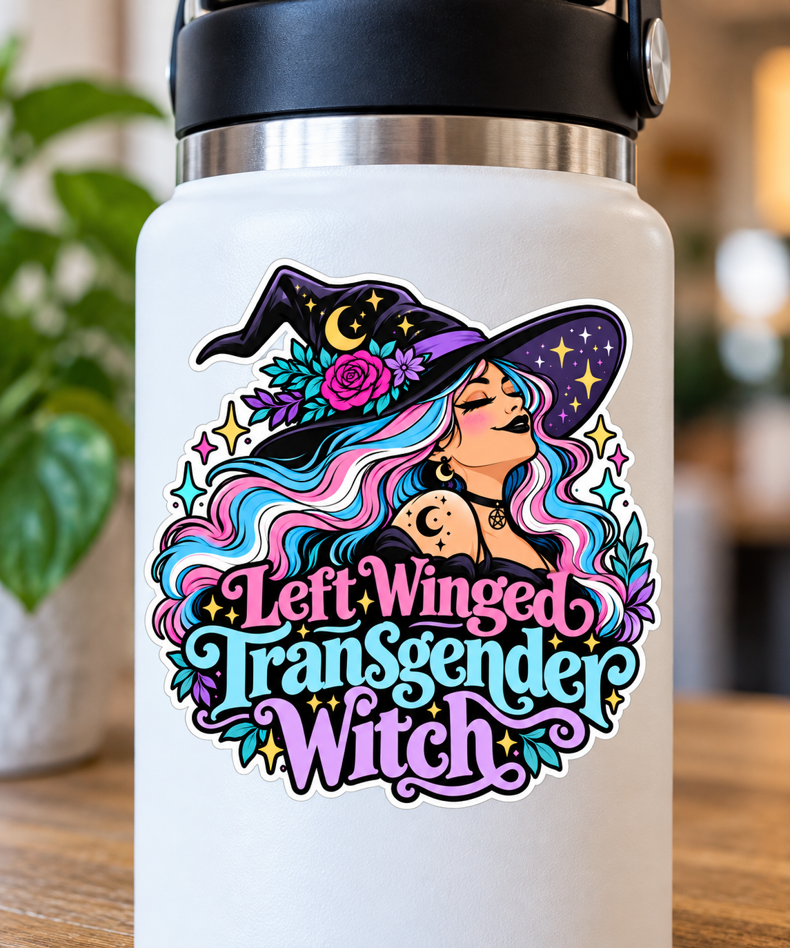 Left Winged Witch Sticker