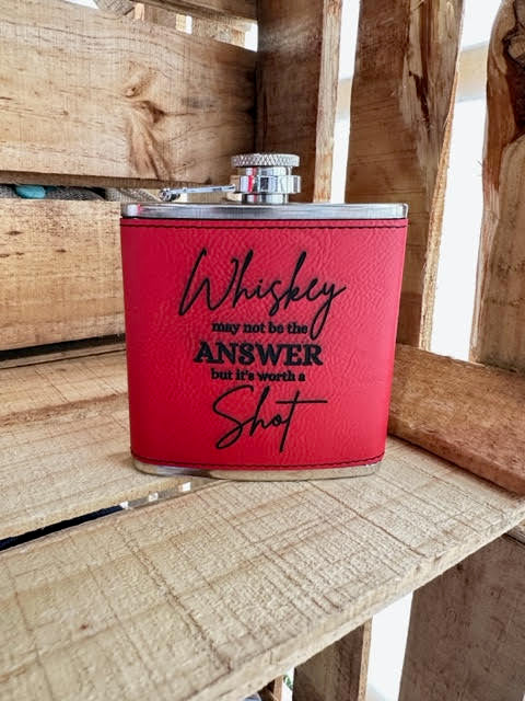 Worth A Shot 6 oz Leatherette and Stainless Steel Flask