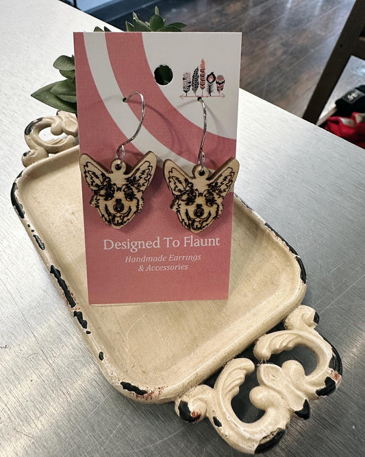 Corgi Engraved Earrings