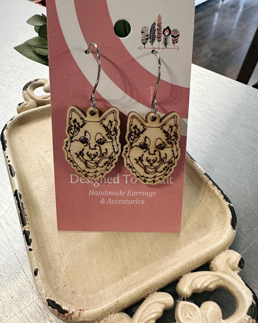 Husky Face Engraved Earrings