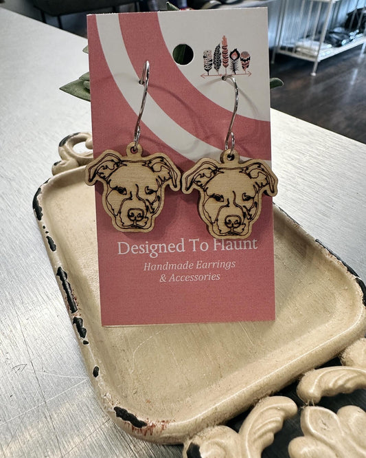 Pitt Bull Engraved Earrings