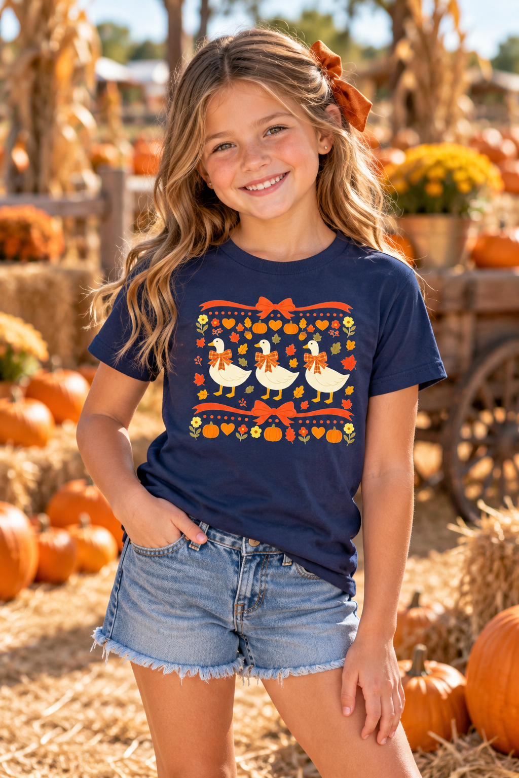 Fall Goose Youth & Toddler Tee | Pumpkin Patch Tee | Goose Lover Shirt